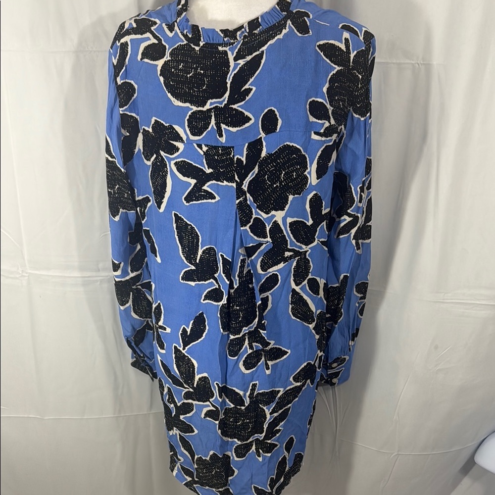 Masai Giovita Tunic Granada Sky Blue and Black Floral  Size Medium - Picture 7 of 11